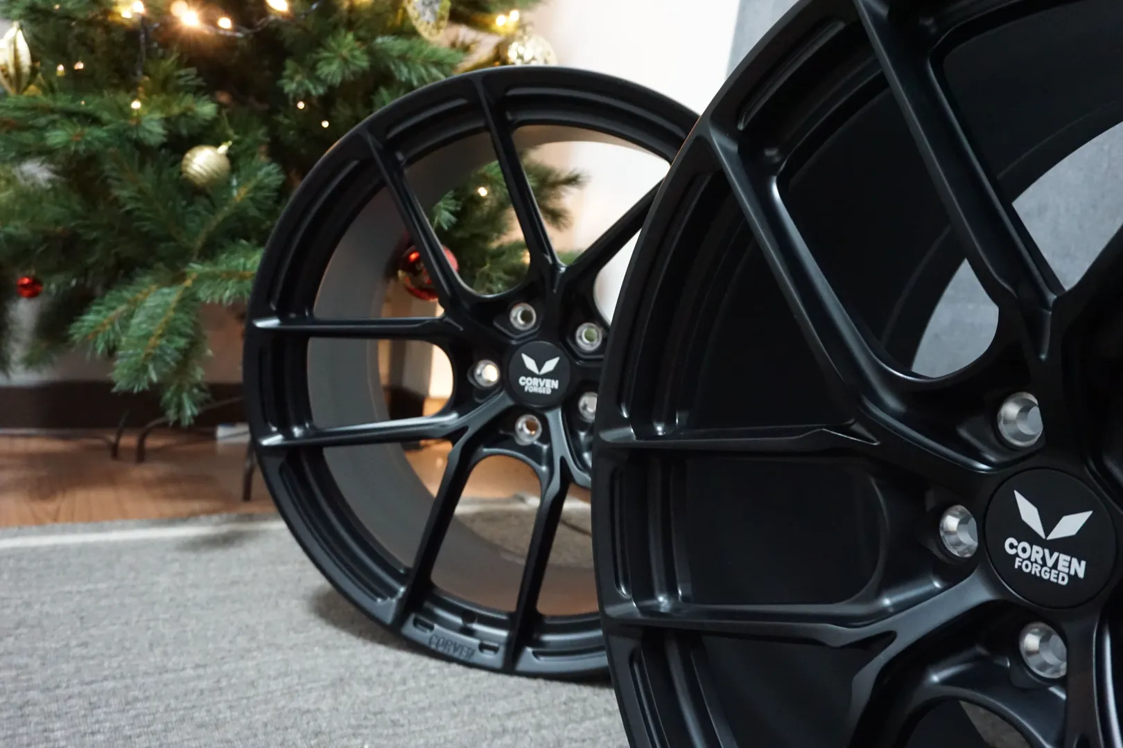 BMW F10 Front Close-up with CORVEN FORGED Wheels - Aggressive Front End Forged Wheels